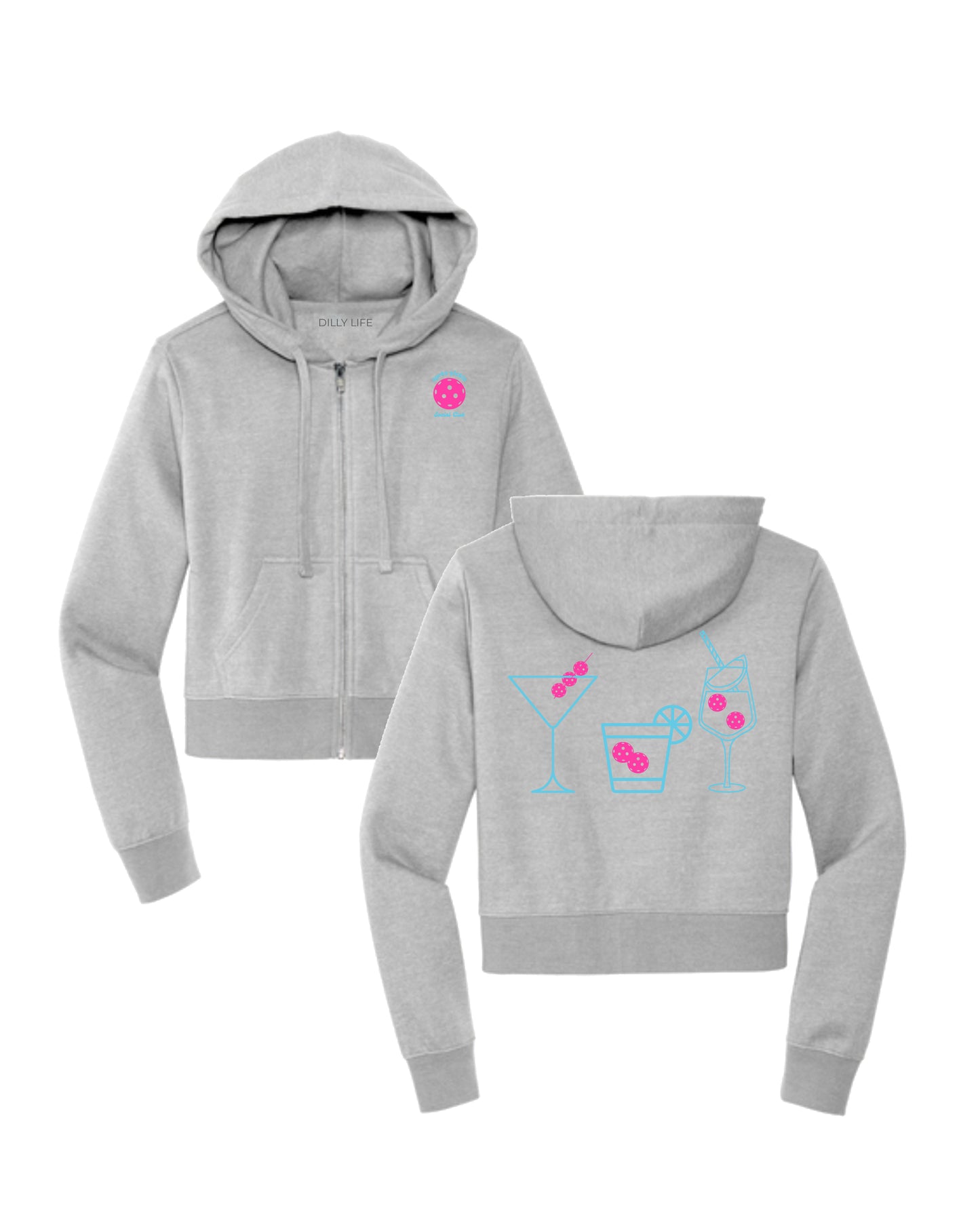 Women's Light Gray Social Club Spritz Crop Fit Zip Hoodie