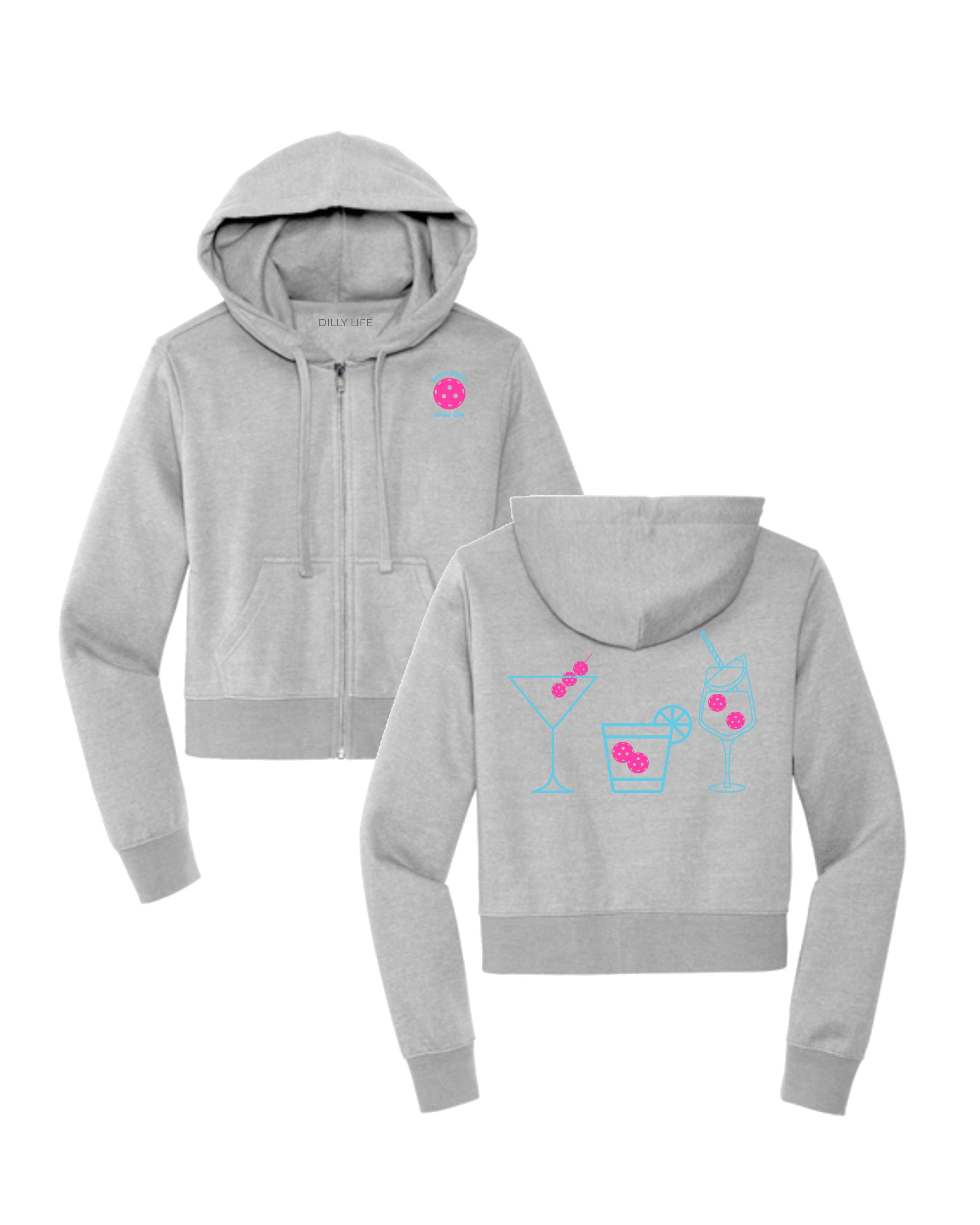 Women's Light Gray Social Club Spritz Crop Fit Zip Hoodie