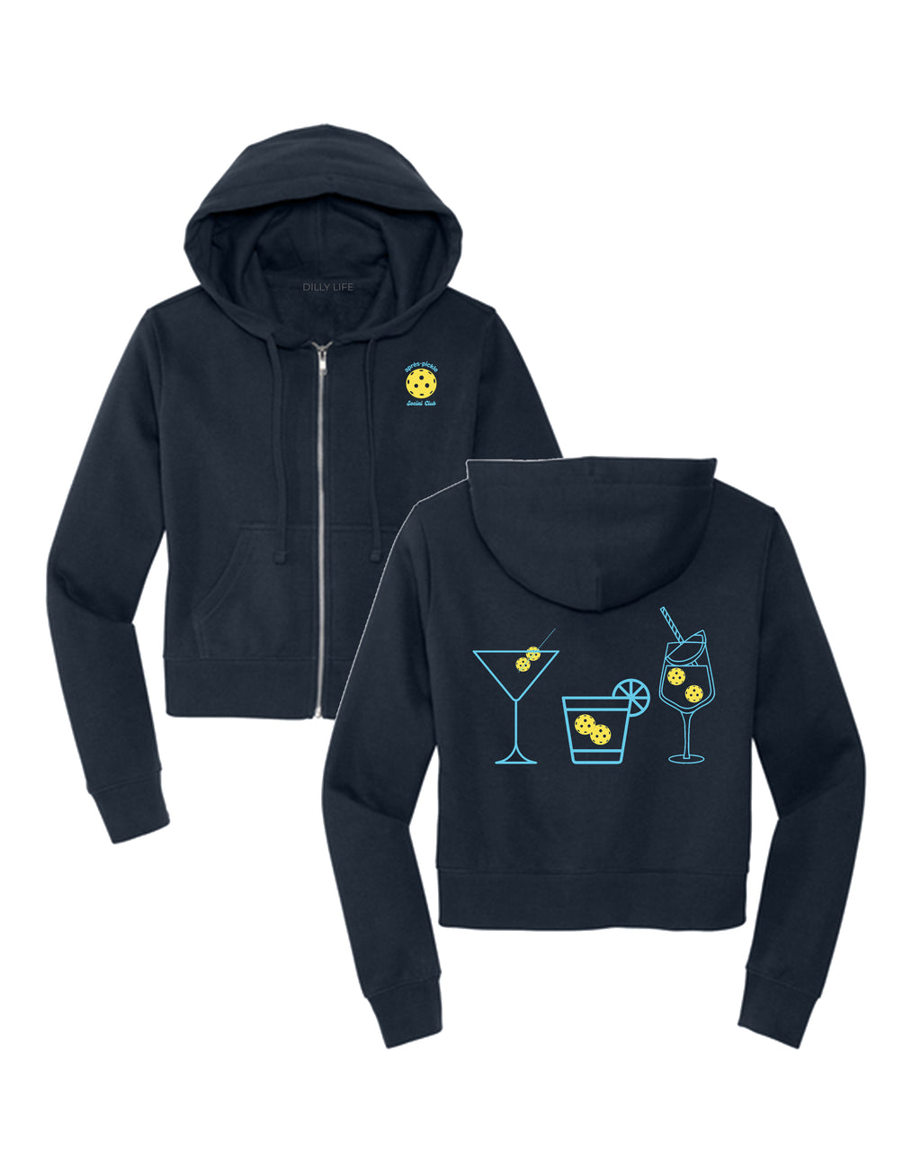 Women's Navy Social Club Spritz Crop Fit Zip Hoodie