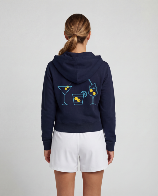 Women's Navy Social Club Spritz Crop Fit Zip Hoodie