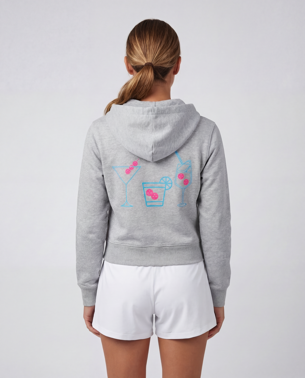 Women's Light Gray Social Club Spritz Crop Fit Zip Hoodie