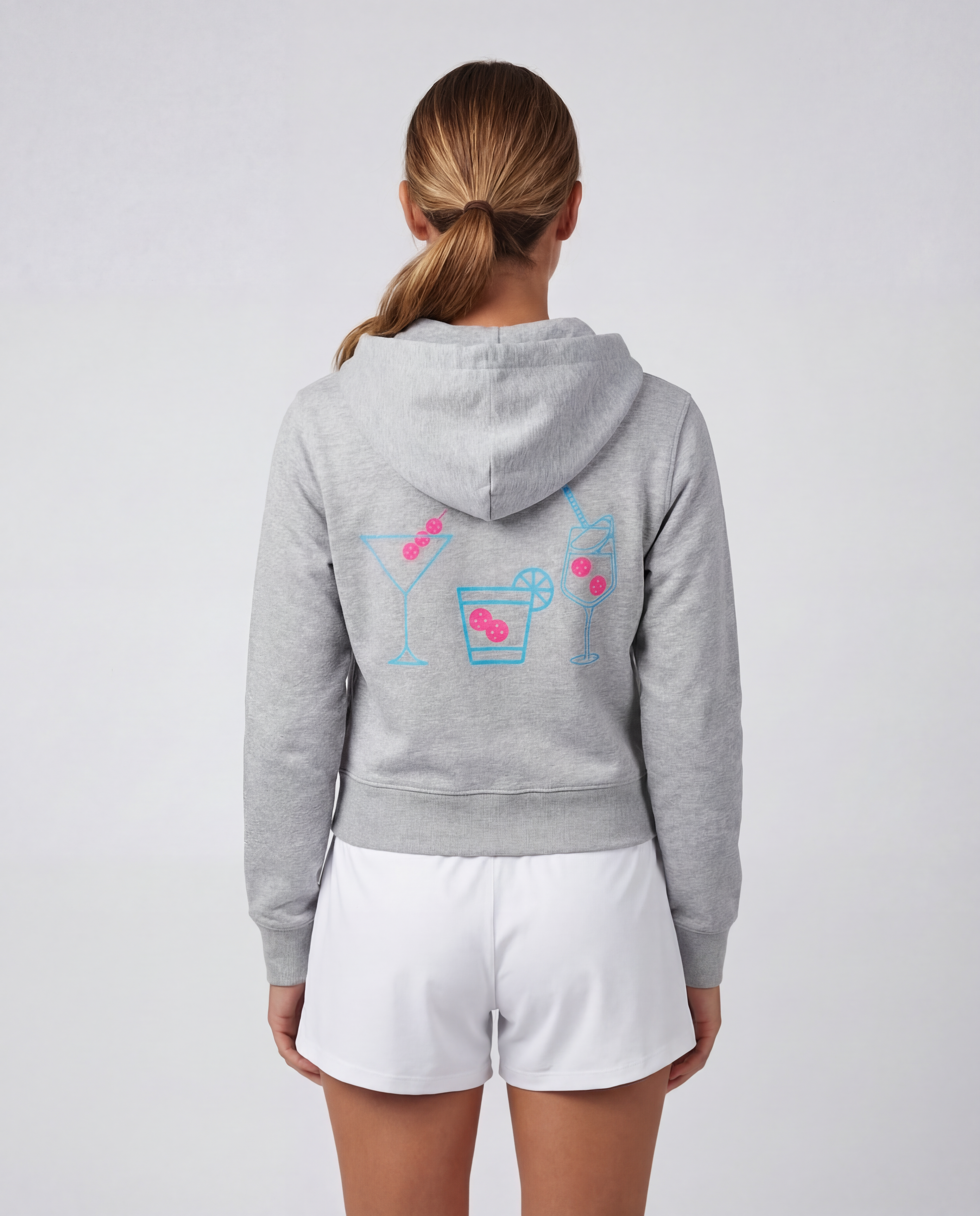 Women's Light Gray Social Club Spritz Crop Fit Zip Hoodie