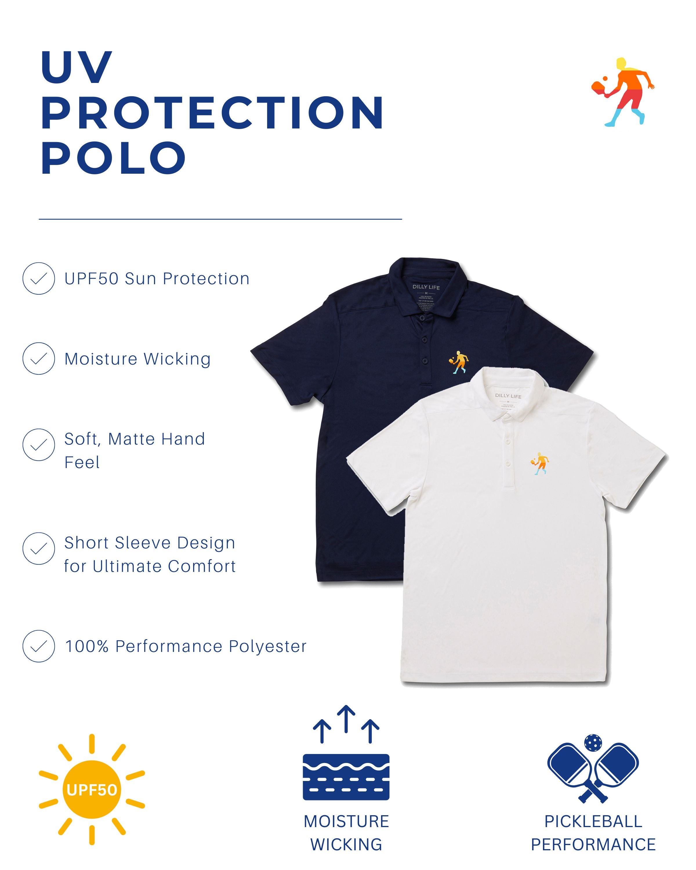Men's UV Protection Moisture Wicking Polo